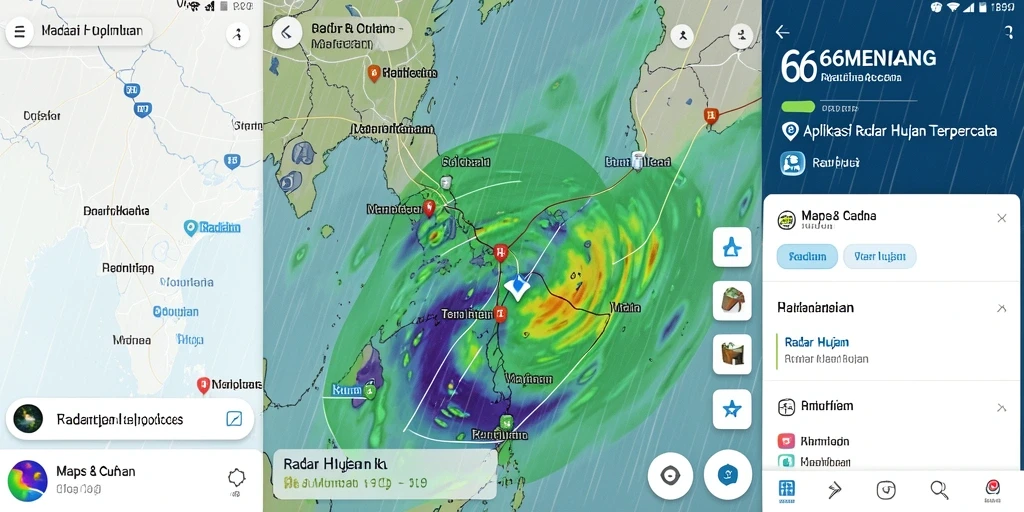 Antarmuka aplikasi 66MENANG menampilkan radar hujan yang jelas dan informatif.