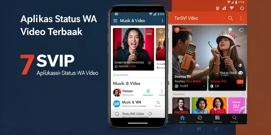Antarmuka aplikasi 7SVIP dengan fitur Status WA Video.