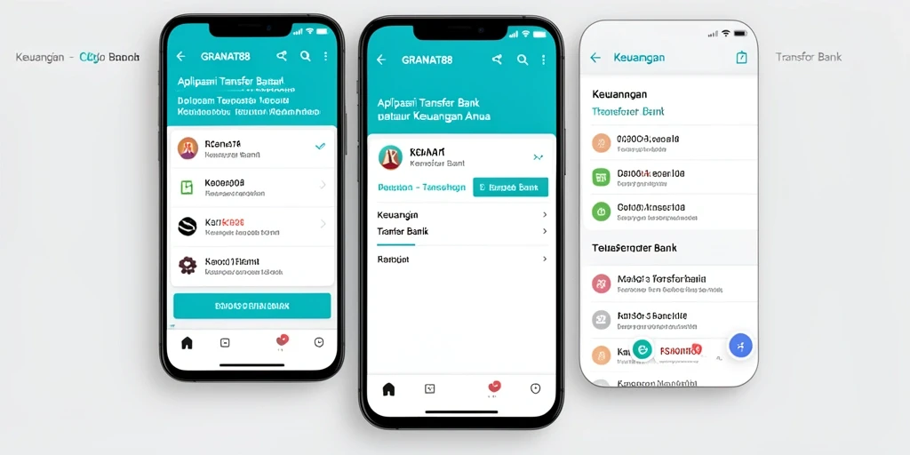Antarmuka aplikasi GRANAT88 yang menampilkan fitur transfer bank.